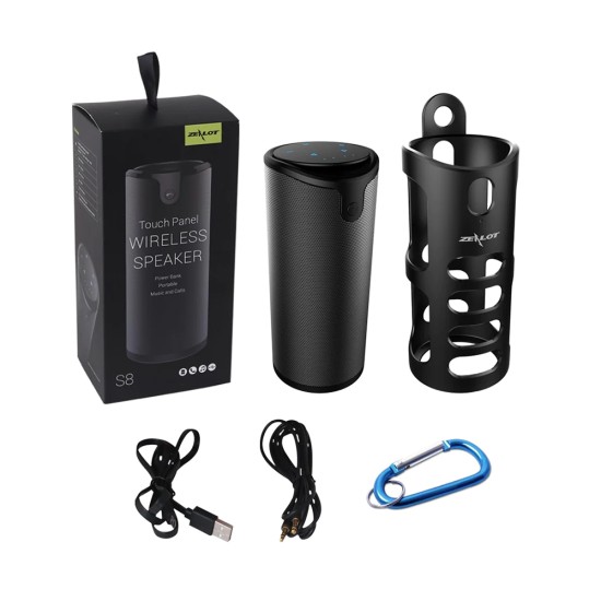 Coluna de Som Sem Fio Portátil Zealot S8 com Capa Protetora de Silicone 5V Preto Coluna de Som Sem Fio Portátil Zealot S8 com Capa Protetora de Silicone 5V Preto